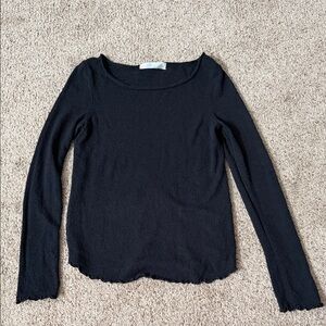 Free People Beach Chic Black Long Sleeve Women's Top